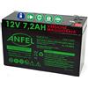 ANFEL Batteria Ermetica al Piombo 7Ah 7,2 AH, per ups, Video Sorveglianza e Sistemi di Allarme. 12 V, Attacco Faston 4.8 mm