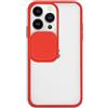 Mixroom - Cover Custodia per Apple iPhone 13 PRO Protezione Fotocamera con finestrino Scorrevole in Silicone TPU Semi Trasparente Rosso