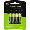 Green Cell 2600mAh 1.2V confezione da 4 Pile Ricaricabili Stilo AA precaricate NiMH alta capacità Mignon accumulatore HR6 batteria Bassa autoscarica