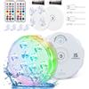 Qoolife Ricaricabile LED Sommergibili Con Telecomando, USB RGBW Luci Piscina Impermeabile Subacquee per La Cerimonia Nuziale, Partito, Piscina, Fish Tank Decorazione (1Pacco)