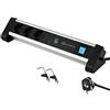 Electraline - 62556, Ciabatta di alimentazione multipla per ufficio, con 3 prese Schuko + 2 porte USB 60 W (1 Tipo C (Power Delivery) per la ricarica dei computer + 1 USB 3,0 A ricarica rapida),