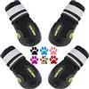 QUMY - Stivaletti per cani, scarpe impermeabili per cani, con cinghie riflettenti e suola antiscivolo robusta, 4 pezzi, nero (taglia 3: 6,3 x 5 cm (lunghezza x larghezza), colore: nero-b)
