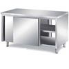 Ristotecno Tavolo armadiato passante con 2 porte scorrevoli su 2 lati. Prof. 80 - 100x80x85H - AISI 430