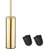 BGL Porta scopino rotondo in acciaio inox 304 lungo con supporto per WC (oro)