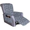 IlGruppone Copripoltrona per Poltrona reclinabile Relax con Doppie Tasche Copridivano Trapuntato salvadivano Prodotto Italiano - Reticolo Blu