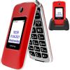 uleway Telefono Cellulare per Anziani a Conchiglia,Tasti Grandi e Volume alto,SOS Salvavita,Dual SIM,Pantalla 2.8 (Rosso)