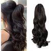 Cybelleza Posticci per Capelli Extension Coda di Cavallo Extension Ricci Ondulati Lunghi Sinttici Ponytail Finti Mossi, 45cm Marrone scuro