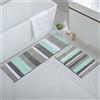 Homaxy Set di 2 tappetini da bagno antiscivolo, in microfibra, assorbenti, morbidi, a pelo lungo, 40 x 60 cm + 40 x 120 cm, verde/grigio