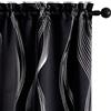GIRASOLE HOME® Coppia Tende Oscuranti Termiche Morbide Fantasia Onde Argentate Tenda Isolante per Soggiorno Camera e Interni 2 Pannelli con Tasca (70x145cm, Nero)