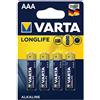 Varta Batteria Varta 1,5V AAA Ministilo Longlife Alcalina confezione da 4 pile