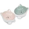 Navaris Set 2X Ciotola Gatto - 2 Scodelle in Ceramica per Animali - Vaschette per Cibo Secco e Umido - Pet Bowls Antiscivolo per Cani Gatti e Conigli