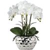 Oairse Pianta artificiale, orchidee, decorazione artificiale, fiori artificiali, come veri, con fiori real-touch, in vaso di ceramica, decorazione per davanzale, altezza 44 cm
