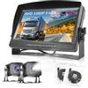 Hodozzy Kit Telecamera Retromarcia DVR monitor LCD da 9 Pollici+2 Telecamera Posteriore Auto, Registrazione Video/IP69 impermeabile/Visione Notturna Colori/Cavo 2x10 m/12V-35V per Camion/Rimorchio/Bus/Camper