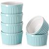DOWAN Pirottini per soufflé Set, 6 X 120ml Stampi a Prova di Forno per Crème Brulée, Muffin, Dolci e Pasticceria, Mini Ciotola di Porcellana per Forno, Salsa, Snack, Fruttoda, Ø 9cm-Blu