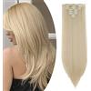 S-noilite Set 8pcs Clip in Hair Extensions Extension Clip Capelli Veri Testa Piena 18Clips Parrucchino 66cm Dritto Biondo cenere mix biondo candeggina