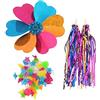 Upstore 1 3 Pezzi Scooter Bike Trave Accessori Manubrio Colorato Streamers Pom-Pom Coppia di Maniglie della Bicicletta Sparkling Tassel Nastro Fiore Pinwheel Ruota parlato