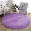 Hiseng Rotonda Shaggy Tappeto per Soggiorno, Hiser Moderno Soffice Peloso Ultra Molle Antiscivolo Tappeti Moquette per Interni Divano Camera da Letto Bambino Cameretta (Viola,100x100cm)