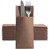 Palucart Tovagliolo portaposate Tasca 40x30cm in airlaid Simile Stoffa Biodegradabile e Compostabile Pura cellulosa 50 Tovaglioli con Tasca (Marrone)