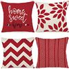 ZWJD Federe Confezione da 4 Decorativi Copricuscini Fodere Cotone Biancheria 40x40cm Quadrate per Cuscino per Divano Sedia Cuscini Camera da Letto Cuscini Arredo (40x40cm, Rosso)