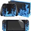eXtremeRate Adesivo Skin per Nintendo Switch, Sticker per Joycon Console Dock Grip, Pellicola Protettiva Protezioni Schermo per Nintendo Switch-Fiamma Blu