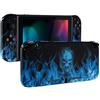 eXtremeRate Cover Scocca Pulsanti Tasti Kit per Nintendo Switch Joycon Console,Shell Grip Custodia Guscio DIY Ricambio per Nintendo Switch Console Controller-Fiamma Blu