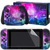 eXtremeRate Adesivo Skin per Nintendo Switch Console Joycon Controller Dock Impugnatura Sticker Pellicola Protettiva Protezioni Schermo per Nintendo Switch-Galassia Lucente