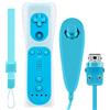 OSTENT Telecomando per sensore di movimento + Combo Nunchuck cablato compatibile per console Nintendo Wii Colore blu