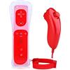 OSTENT Telecomando 2 in 1 integrato Motion Plus + Nunchuck compatibile per Nintendo Wii Game Color Red