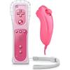 OSTENT Telecomando 2 in 1 integrato Motion Plus + Nunchuck compatibile per Nintendo Wii Game Color Pink