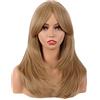 MapofBeauty 20 Pollice/50 cm Lungo Layered Con Frange Lisci Sintetico Fibra Shoulder Lunghezza Capelli per Quotidiano Parrucche (Cenere Biondo)