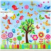 HOOWA Vetrofanie Primavera Finestre Farfalle Decorative, 9 PCS PVC Adesivi Vetro Decorativi Fiori Removibili Vetrofanie Fiori Primavera per Casa Negozio Finestra
