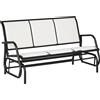 Outsunny Panchina a Dondolo 3 Posti per Giardino, Metallo e Tessuto Traspirante, Comoda Seduta, 151x75x85cm - Beige|Aosom