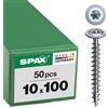 Spax WIROX A3J 251011001005 - Vite per legno, 10 x 100 mm, 50 pezzi, T-STAR plus, testa piatta, filettatura parziale, 4 Cut