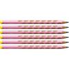 STABILO EASYgraph - Matita Ergonomica triangolare - per Mancini - Rosa Pastel - Confezione da 6 - Gradazione HB