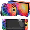 eXtremeRate Adesivo Skin per Nintendo Switch Console Joycon Controller Dock Impugnatura Sticker Pellicola Protettiva Protezioni Schermo per Nintendo Switch-Triangolo Colorato