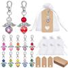 Huahuanghui 96 Pezzi Angioletti Bomboniere,20 Set Portachiavi Angelo,con Sacchetto in Organza e Etichette di Carta Kraft,Bigliettini Bomboniere Comunione,Bomboniera Portachiavi Angelo,Custode Natale Regalo