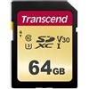 Transcend TS64GSDC500S Scheda di Memoria SDXC da 64 GB, Imballaggio Apertura Facile, 500S, Per Videocamere