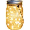 UNCOTARILY Lampada solare Mason Jar a LED, luce solare in vetro for conserve, lanterna a energia solare, for esterni, decorazione natalizia, barattolo di conserve, imformeabile, senza bottiglia