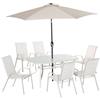 Outsunny Set Mobili da Giardino 8 Pezzi, Tavolo da Giardino con Sedie, Ombrellone con Inclinazione Regolabile, in Alluminio, Bianco Crema|Aosom