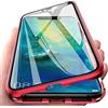 Colala Cover per Samsung Galaxy A52s 5G/A52 5G/A52 Magnetica Adsorbimento Custodia Metallo Ultra Sottile 360 Gradi Full Body Anteriore e Posteriore ​Trasparente Vetro Temperato Protezione Cover - Rosso