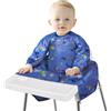 Vicloon Bavaglino a Manica Lunga per Seggiolone, Bavaglini per Bambini Bavaglino Impermeabile, Bavaglini Neonato con Polsini Elastici, Adatto per Bambini da 6 Mesi a 3 Anni (Oceano Blu)