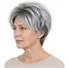 Becus Parrucca Donna Pixie Cut Parrucca Grigia Corta Full Natural Layer Straight Fluffy Parrucche Sintetiche Parrucche Grigie con Radici Grigie per le Donne (Ombre Sliver Grey)