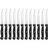 Pintinox Prima Collection Set 12 Coltelli Bistecca Carne Acciaio Inox Manico Polipropilene Nero con Rivetti