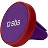 SBS Supporto da Auto Universale con Clip per bocchette d'areazione, Magnete per Fissare Lo Smartphone e Due Piastre Metalliche Incluse, Colore Rosso