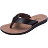 Harssidanzar Harssindanzar Sandali infradito da uomo, perizoma estivo Confortevole supporto per arco Scarpe da spiaggia con plantare in morbida pelle microfibra KM215,Marrone,taglia 45