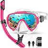 Arlierss Set per Snorkeling, Anti-Fog Maschera Subacquea Panoramica a 180 Gradi e Snorkel Pieghevole, Anti-Perdite Maschera Snorkeling, Set Snorkeling, Set per Lo Snorkeling a Secco, Unisex Adulto