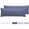 Todocama - Set di 2 federe per cuscino, in microfibra extra morbidi, ipoallergenica, Set di 2 - 105x40 cm Blu Grigio
