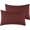 Poligino Federe Cuscini Letto Matrimoniale 40x70cm,Coppia Federe in Microfibra Chiusura a Busta - Bordeaux