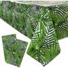 BETESSIN 2Pz (137 * 274cm) Tovaglia Rettangolare Plastificata Stampata Pianta Verde Jungle Copritavolo da Tavolo Verde Decorazione per Estate Casa Cucina