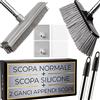 Selezione100 Kit Scopa in Silicone per Interni & Lavapavimenti Con 2 Manico & 2 Appendi Scope - per Esterni & Interni per Scopone Pavimenti
